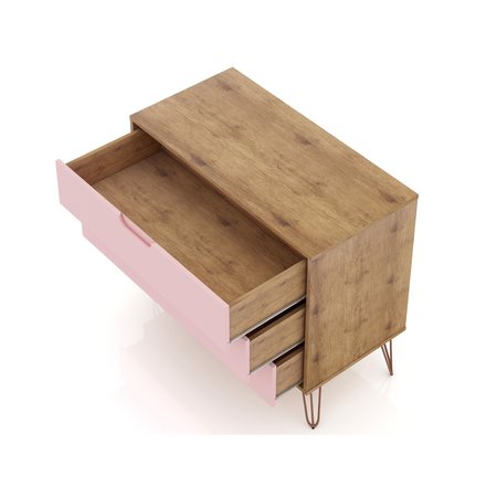 Manhattan Comfort Rockefeller Dresser in Nature and Rose Pink (Set of 2) 2-103GMC6